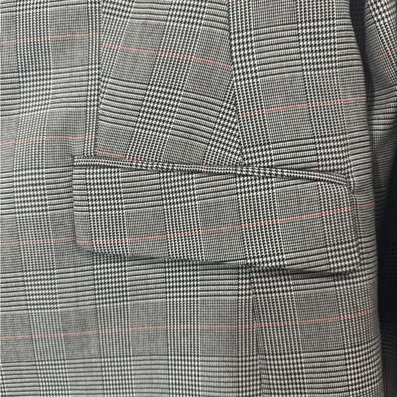 Talbots Glen Plaid Blazer Classic Workwear Jacket Gray Black Pink Trim Size 16 - Picture 4 of 9